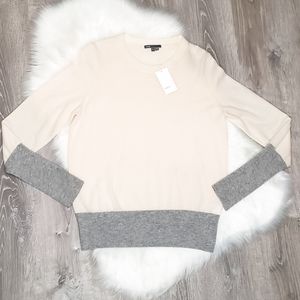 NWT Vince Cream Gray Cashmere Crew Neck Sweater